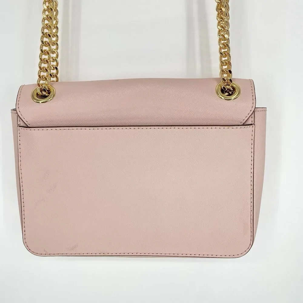 Michael Kors Brandi Leather Shoulder Bag Pink Gold Chain Strap New With Tags - Picture 2 of 10